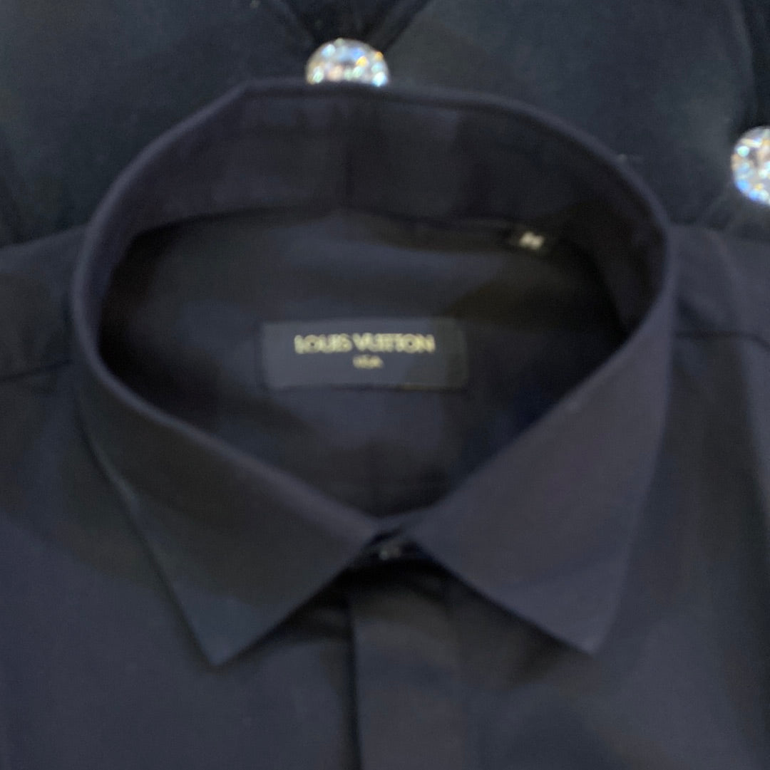 VL UOL LOU Black Colour VL Logo Embroidery Design Imported Lycra Cotton Fabric Men’s Shirt 916301