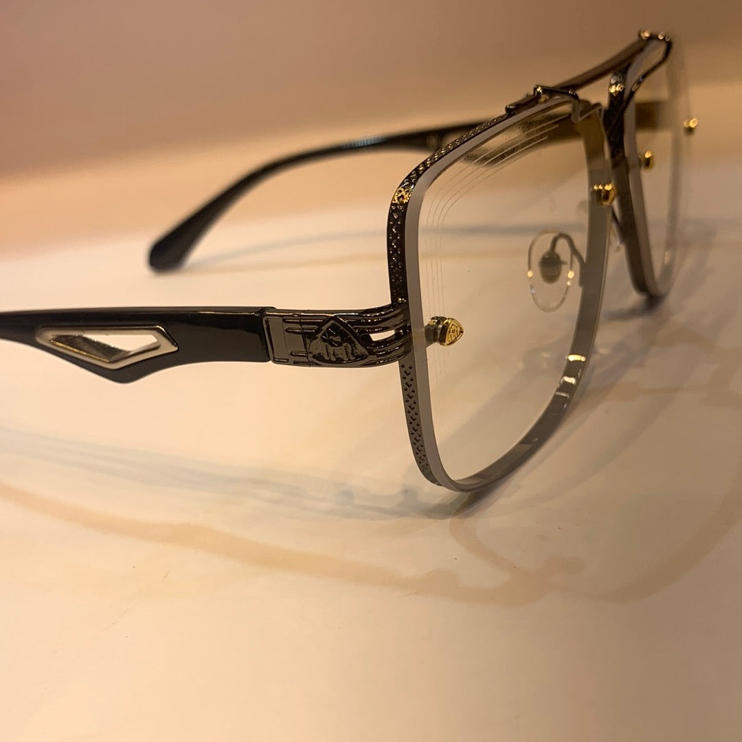 YAM Sliver Frame Transparent Shade Unisex Sunglass Z62 57 19-140