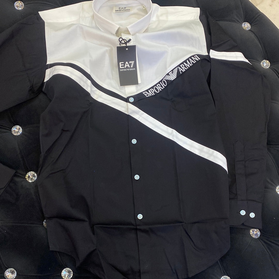 MRA White Black Colour MRA Logo Embroidery Design Imported Lycra Cotton Fabric Men’s Shirt 9160