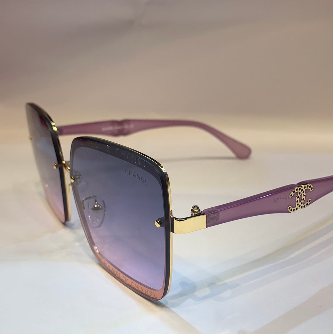 AHC Gold Purple Frame Pink Shade Unisex Sunglass CN8207 63 14-138