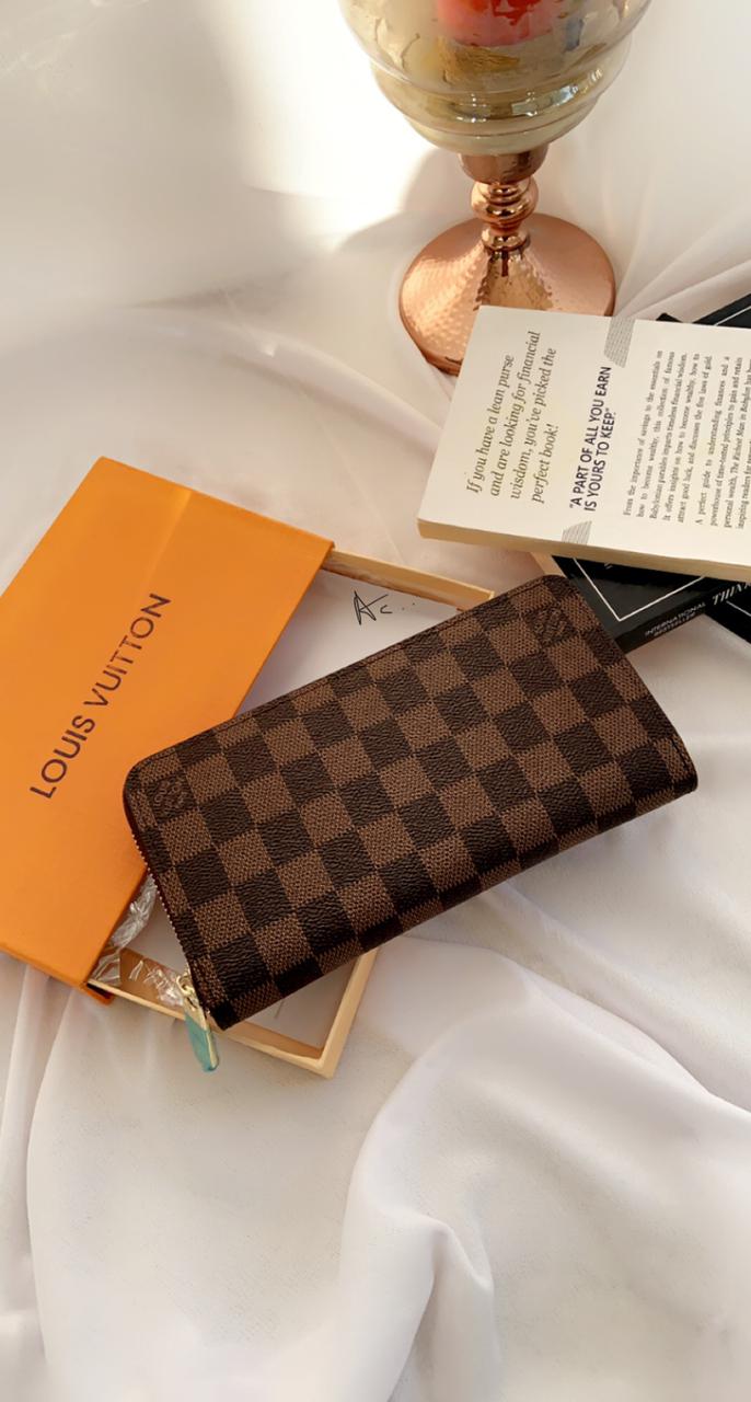 UOL Brown Colour Check Print Ladies Clutch Zipper 60017136