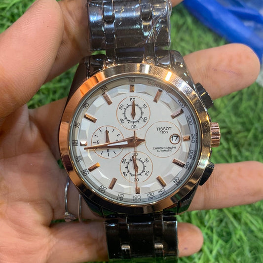 Sit black chain white copper dial Chrono working Men Watch