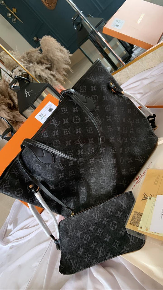 UOL VL Black Colour Black Flower Premium Quality Ladies Tote Bag Ladies Bag 409904