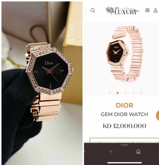 Oid Copper Chain Diamond Black Dial ladies Watch