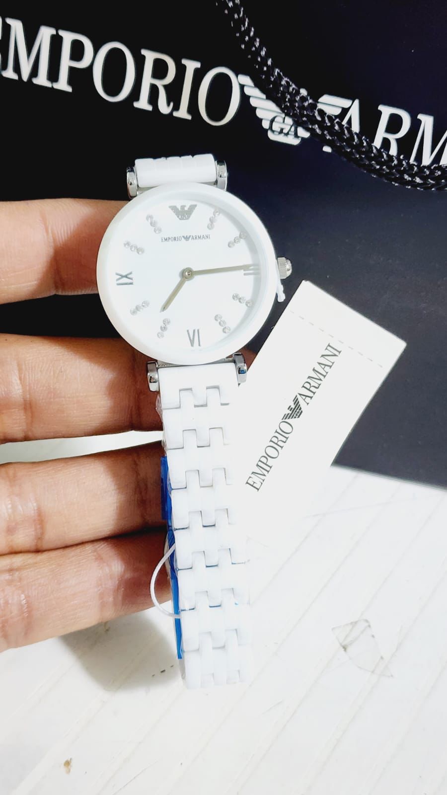 Mra White Chain White Silver Dial Ceramica Ladies Watch