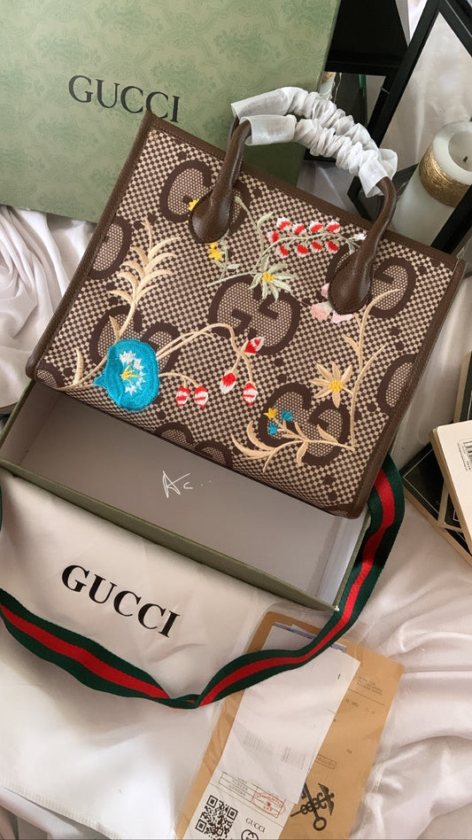 CUG Brown Colour With Flower Print CUG Tote Bag Ladies Bag 939604