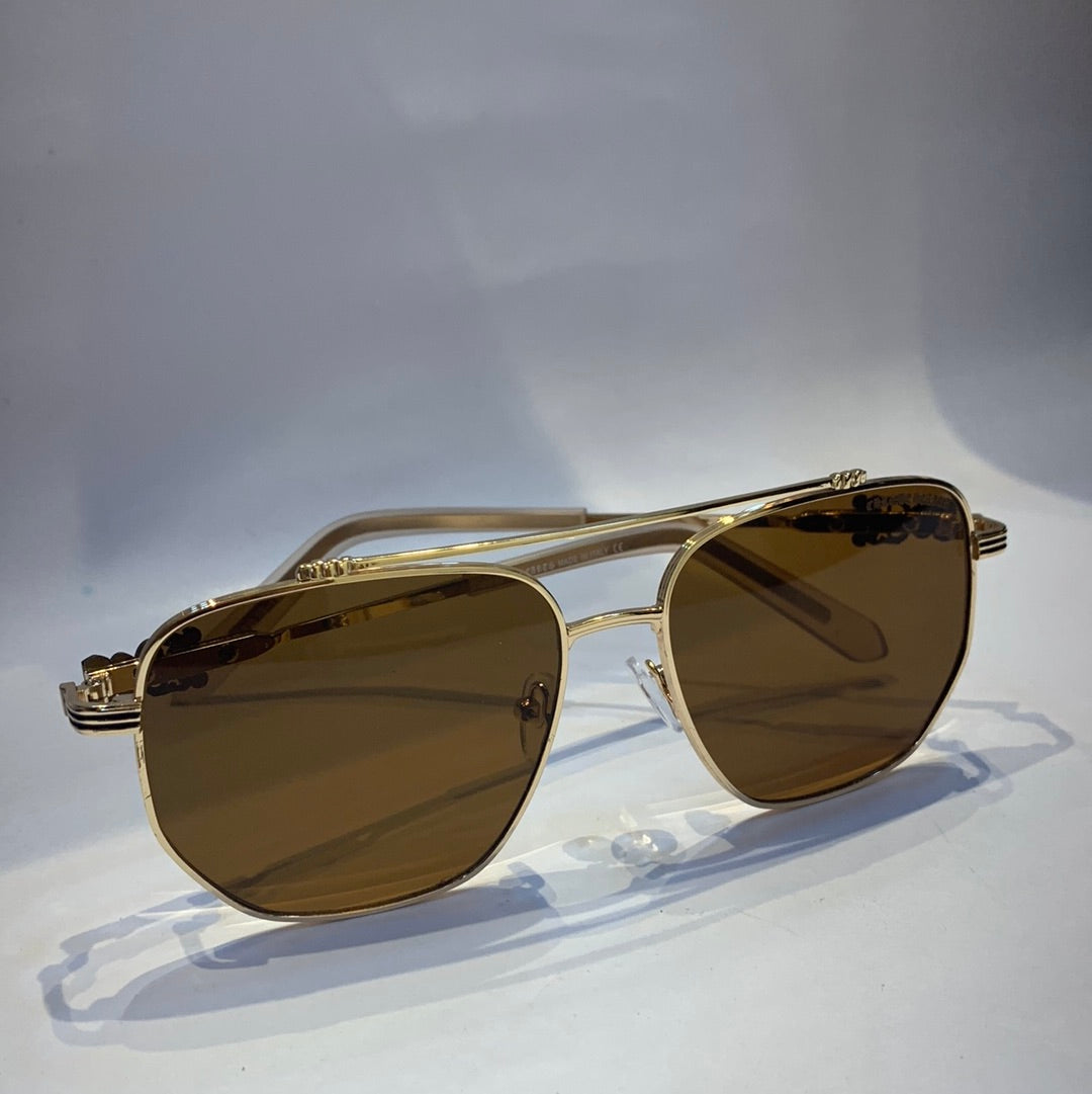 Car rac gold Frame brown Shade Unisex Sunglass 5022 52 19 140