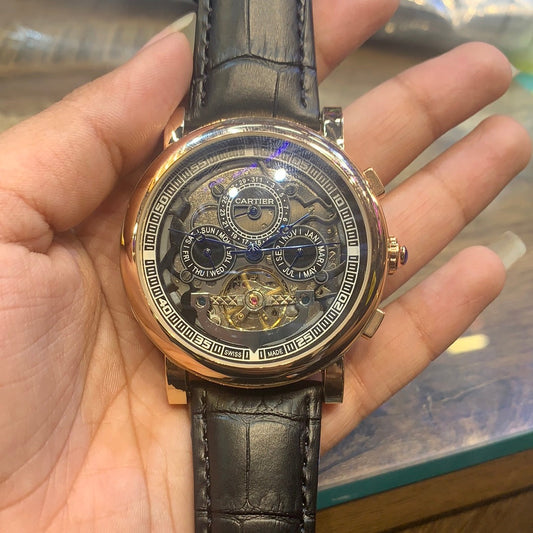 Rac Black Strap Copper Ring Chrono Working Automatic Watch 400459