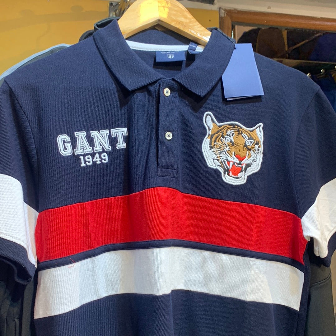 TNAG 1949 Navy Blue Red White Colour white  Collar Half Sleeves T- Shirt