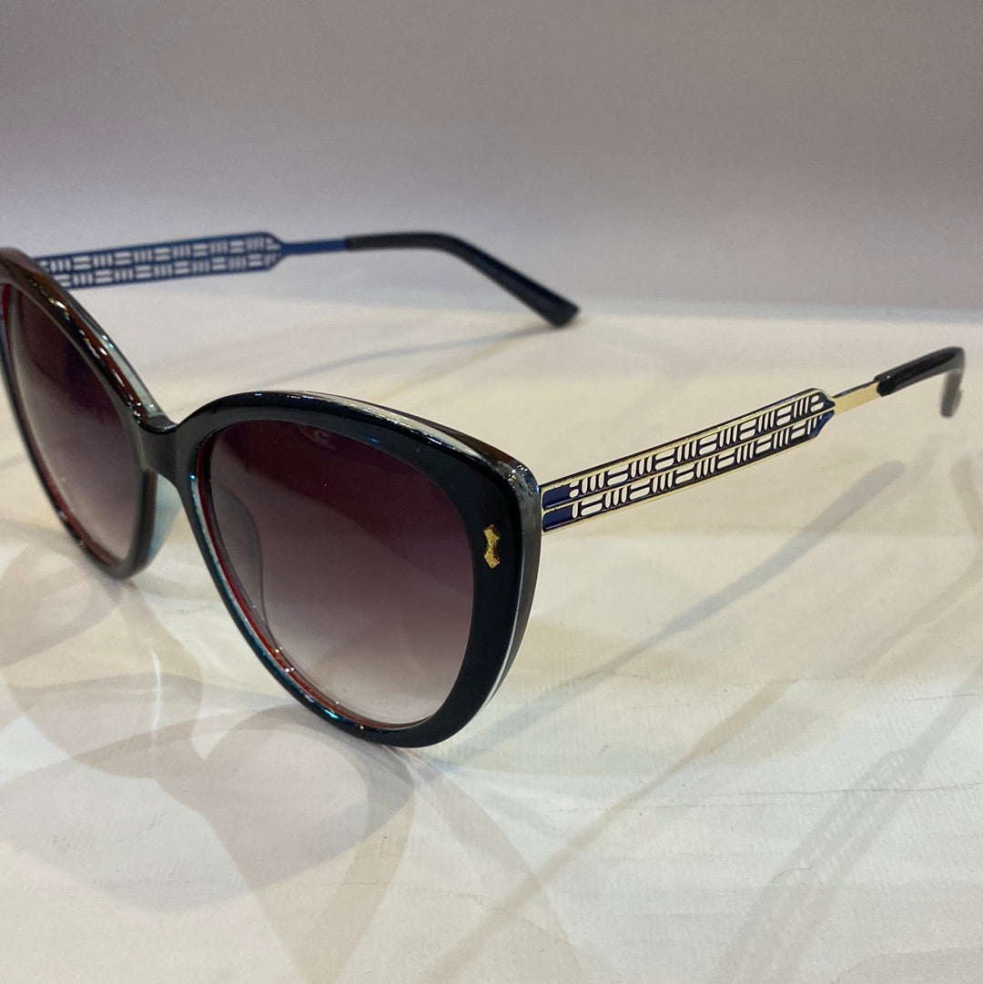 AHC Black Blue Frame Brown Shade Sunglass D15166 57 17-149