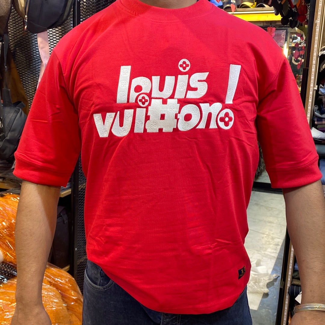 UOL VL Red Colour With Vl Embroidery Logo Down Drop Shoulder TShirt 510462