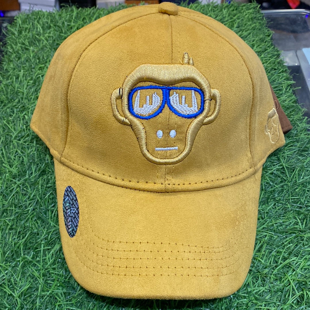 BRU Monkey Yellow And Brown Colour Velvet Fabric Cap 13207