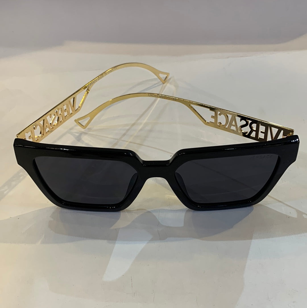 REV Black Frame Golden Stick Black Shade Unisex Sunglass