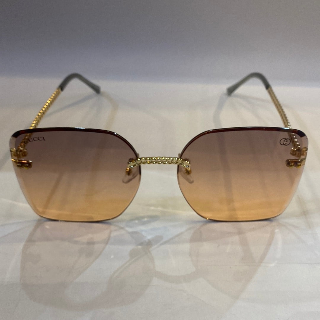 CUG Frameless Golden Stick Orange Shade Sunglass 68122 61 17-145