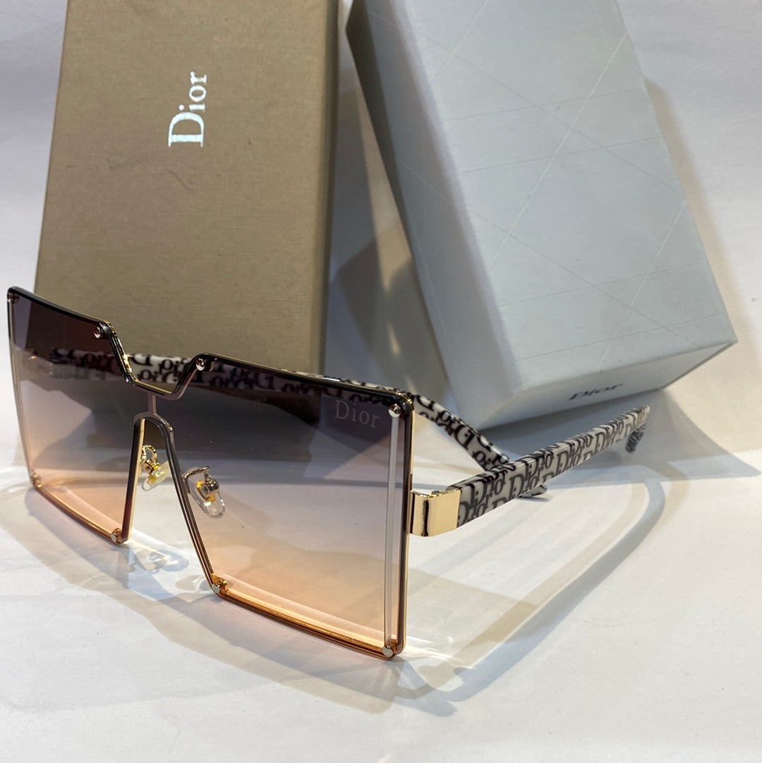 OID Prjnted White Black Frame Brown Shade Unisex Branded Sunglasses