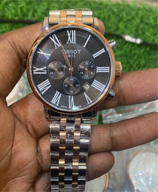 Sit Sliver Cooper Chain Black Dial Chrono working Men Watch  400438