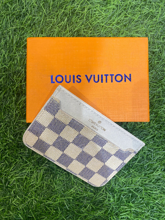 VL UOL White Genuine Leather Men Woman Unisex Card Holder