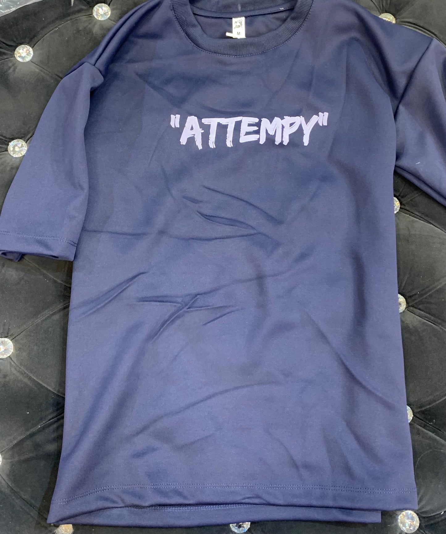 Navy Blue Colour with Back Print Attempy Heavy Material Drop Shoulder 381307