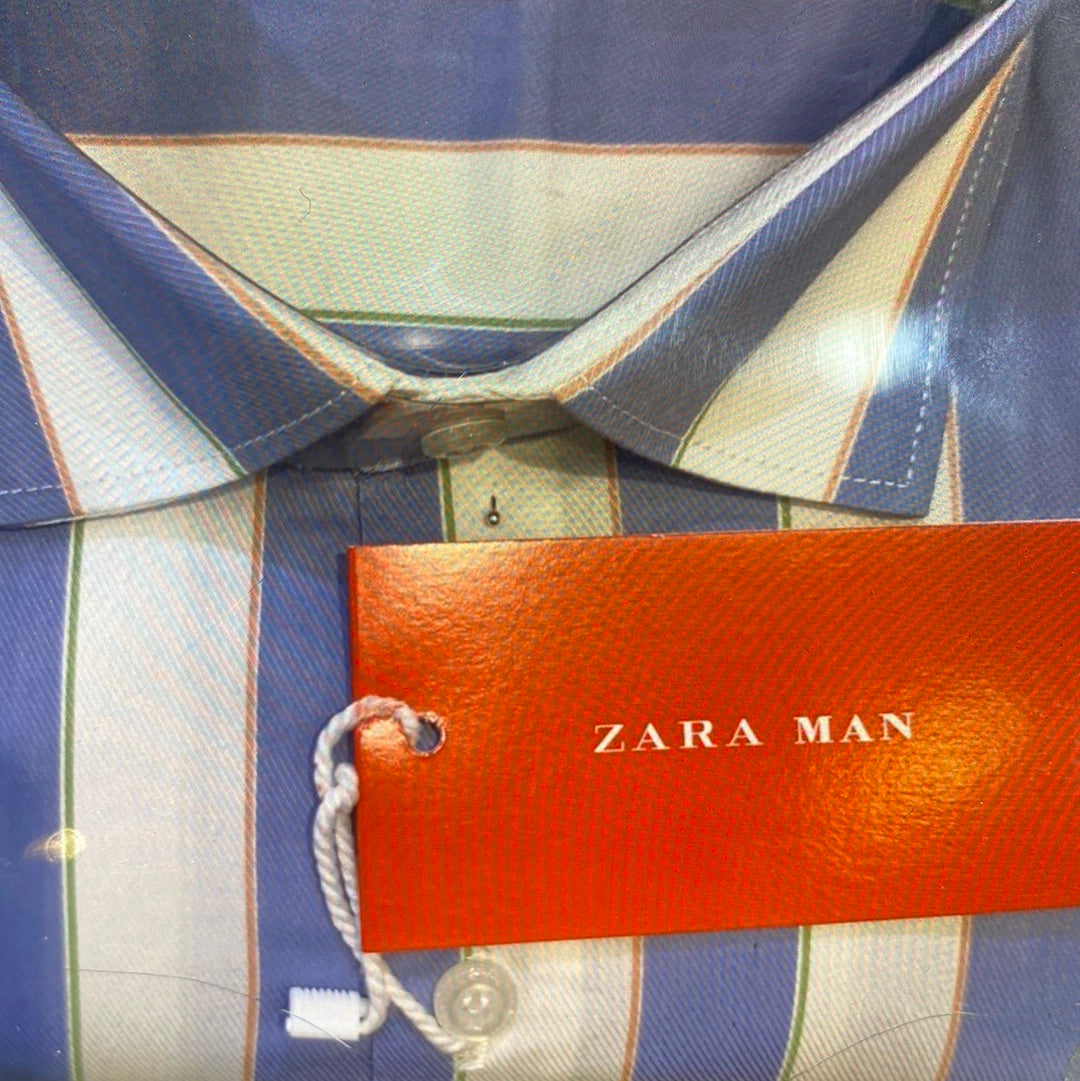White Blue Colour ZR Zar Raz With Blue Lines Relaxed Fit Branded Shirts 9107