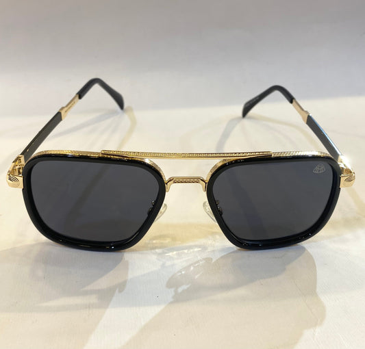 YAM Golden Black Frame Black Shade Sunglass ZS-98002 52 18-142