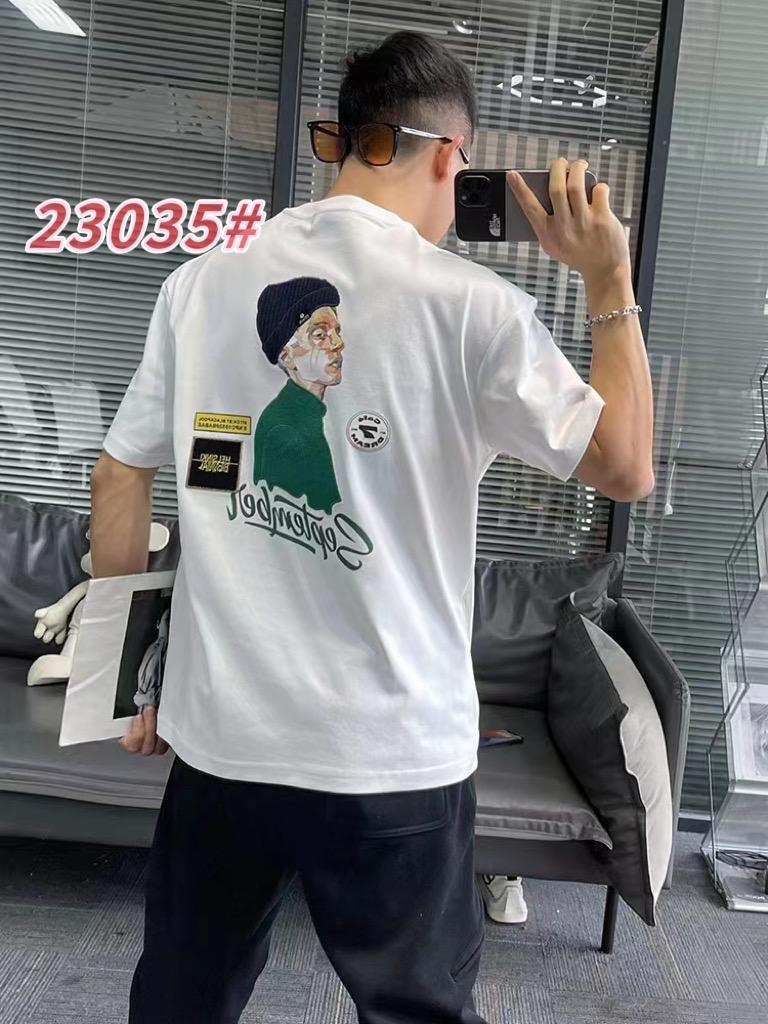 September White Colour With Back Front Embroidery Print Premium Quality Tshirt 23035