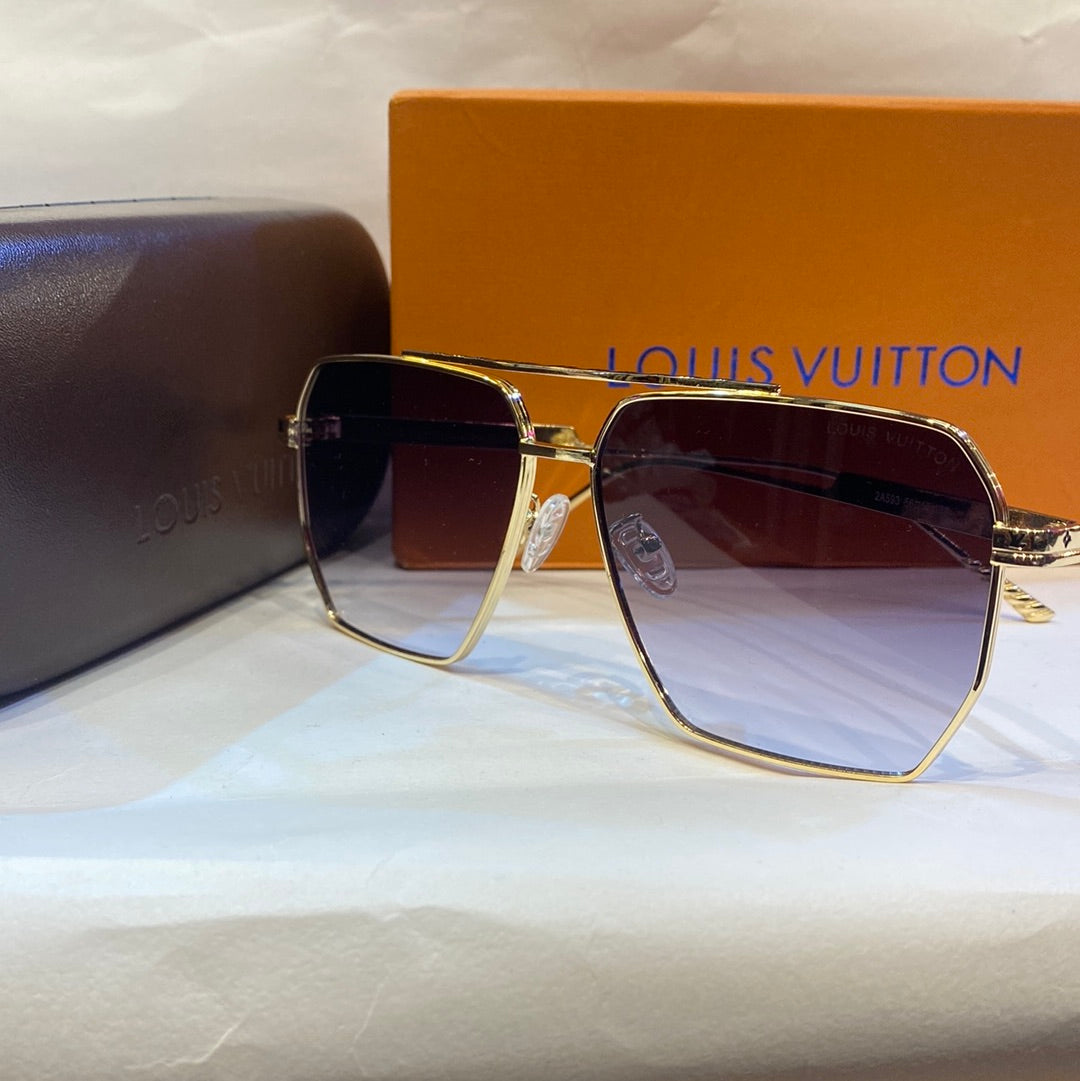 UOL  Gold Frame Brown Shade Unisex Branded Sunglasses 2A593 5615-139