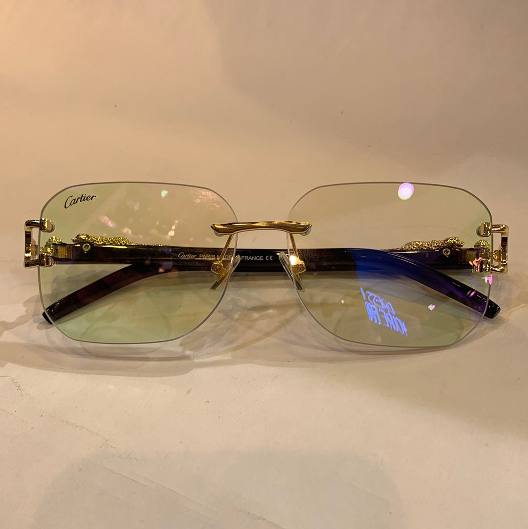 Rac Frameless Black gold stick transparent Shade Sunglasses