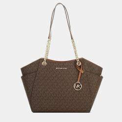 Cim Brown Colour Km Print Ladies Hand Bag 55008