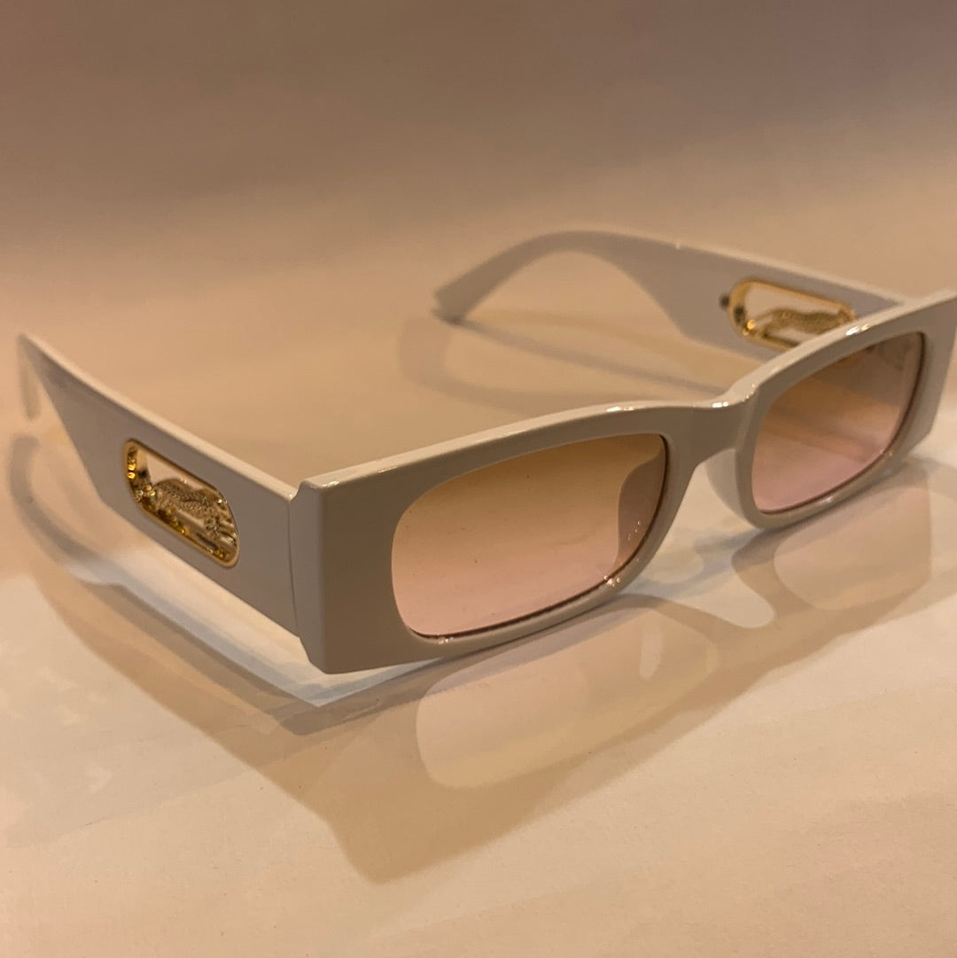 RAC White Frame Yellow Pink Shade Sunglasses