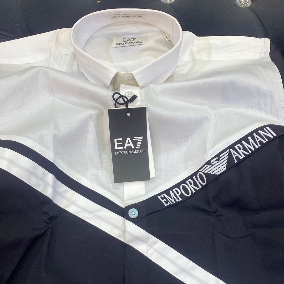 MRA White Black Colour MRA Logo Embroidery Design Imported Lycra Cotton Fabric Men’s Shirt 9160