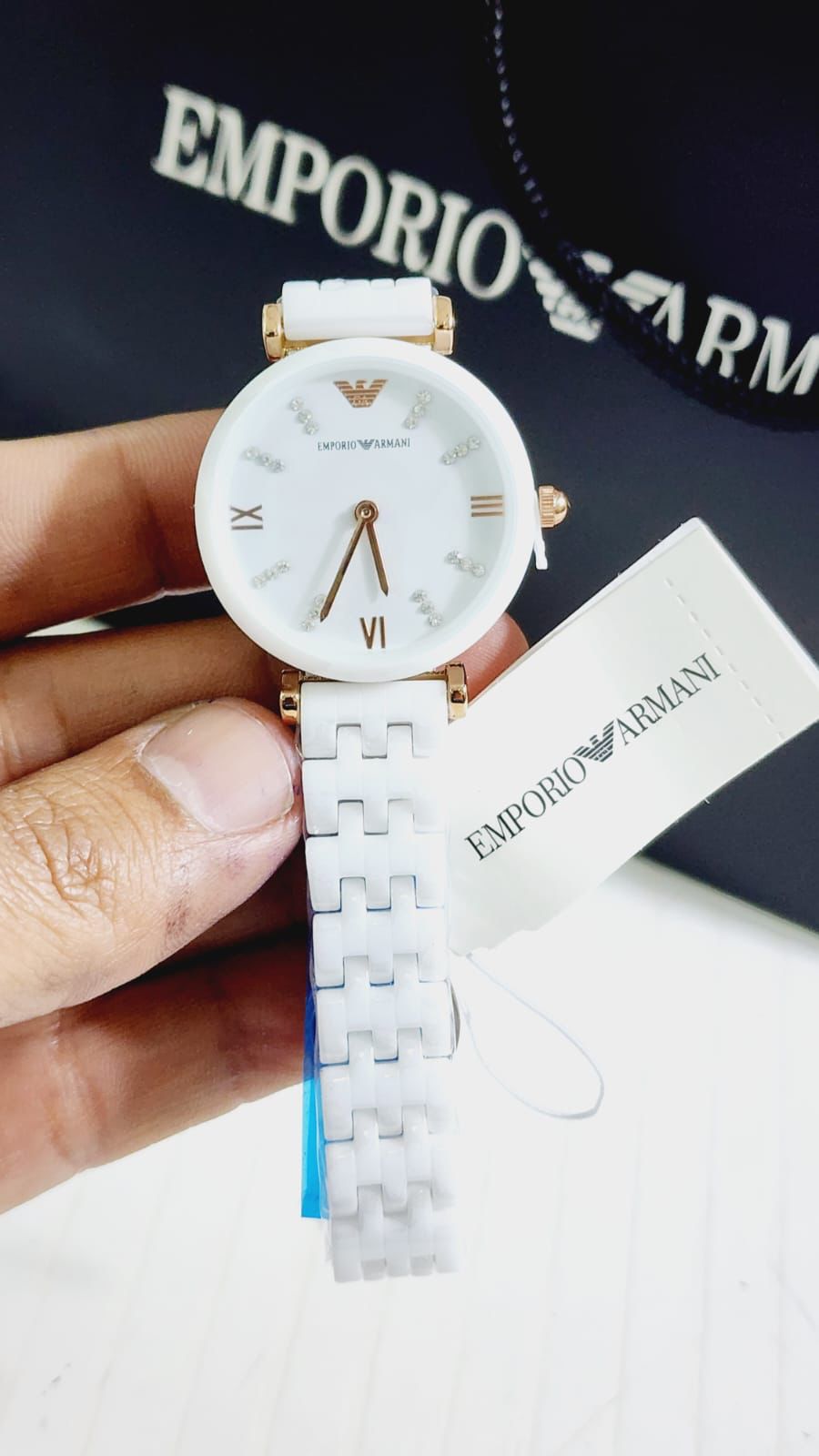 Mra White Chain White Copper  Dial Ceramica Ladies Watch