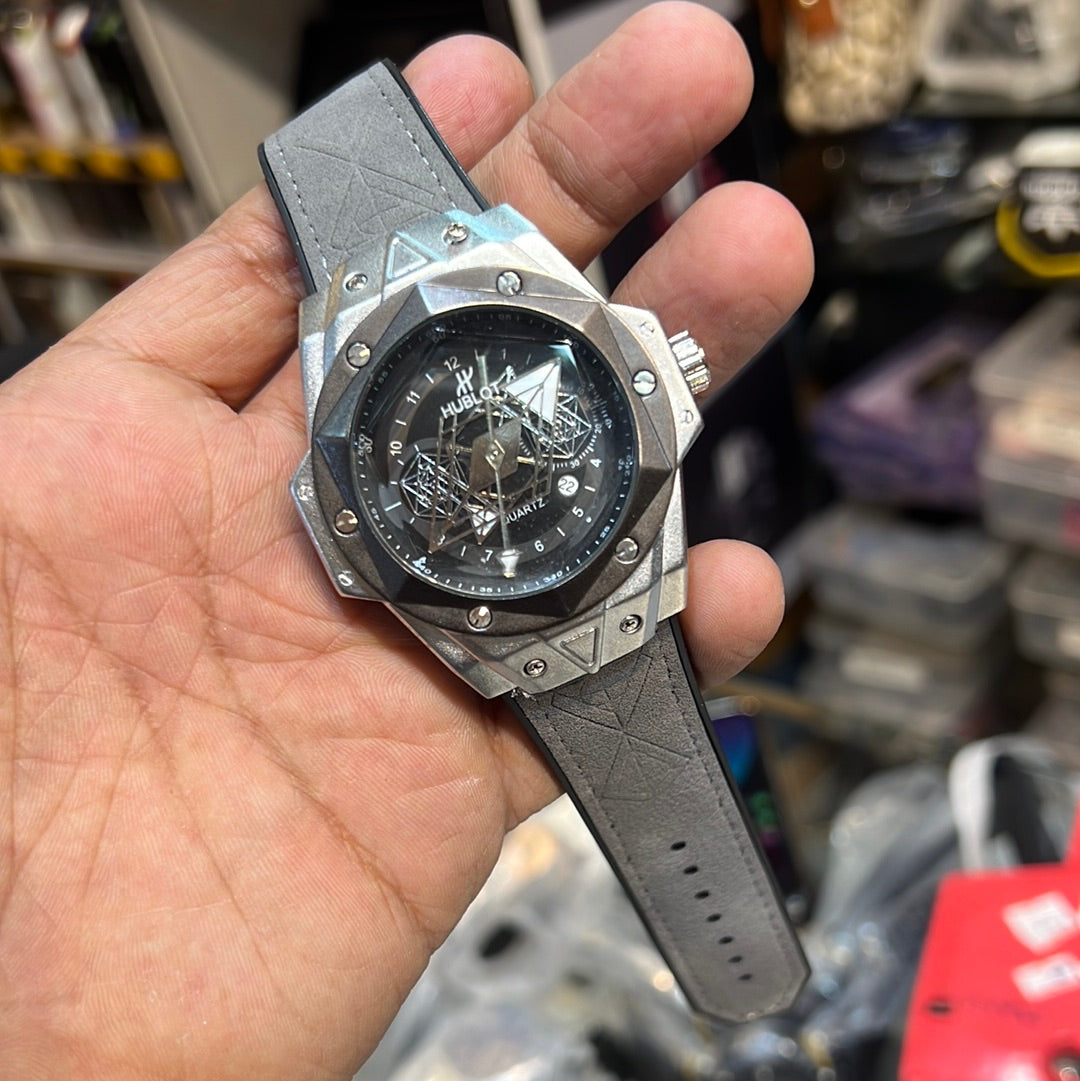 BUH Grey Strap Silver Dial Men Watch 401174