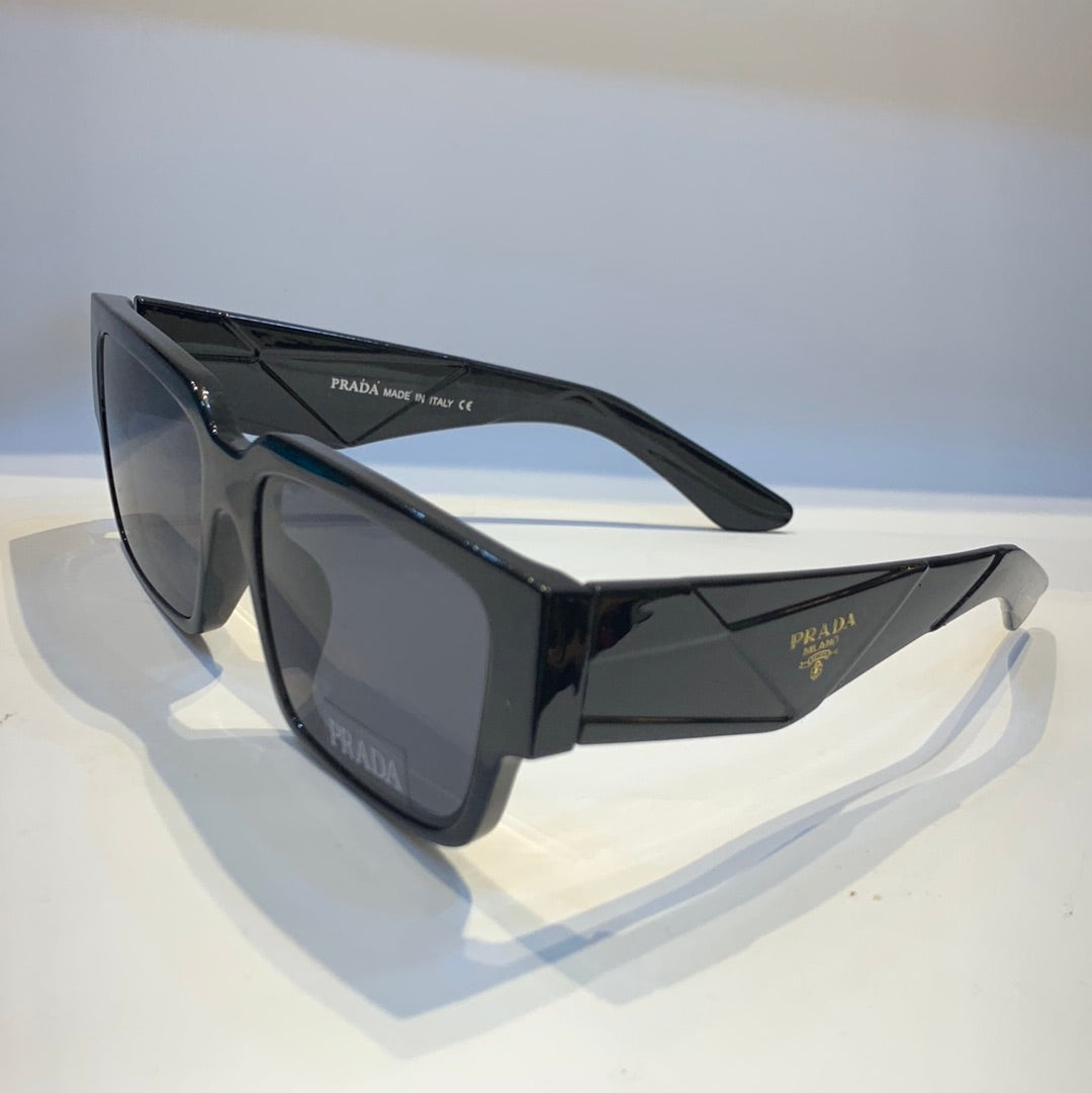 ARP Glossy Black Frame Black Shade Unisex Sunglass 9565 57 18-143
