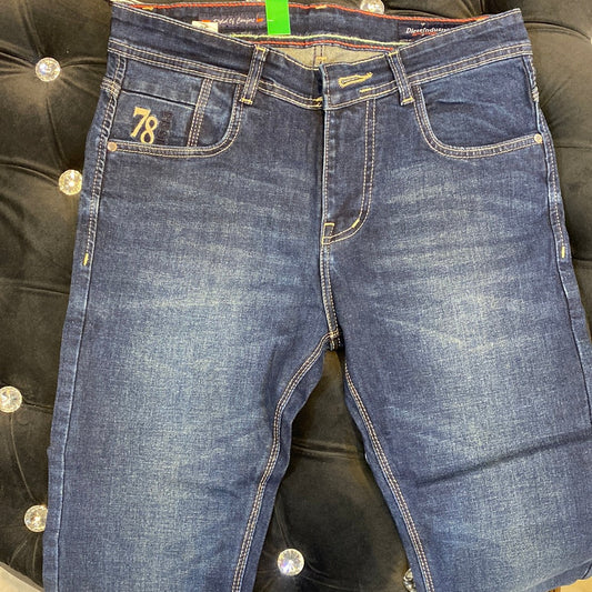 EID Blue Faint Branded Mid Raise Designer Men’s Jeans 110299 AAA1