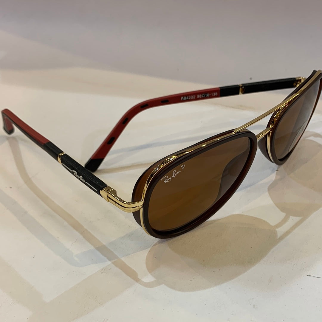 YAR RB Brown Frame Brown Shade Unisex Aviator Sunglass RB4202 58 16-138
