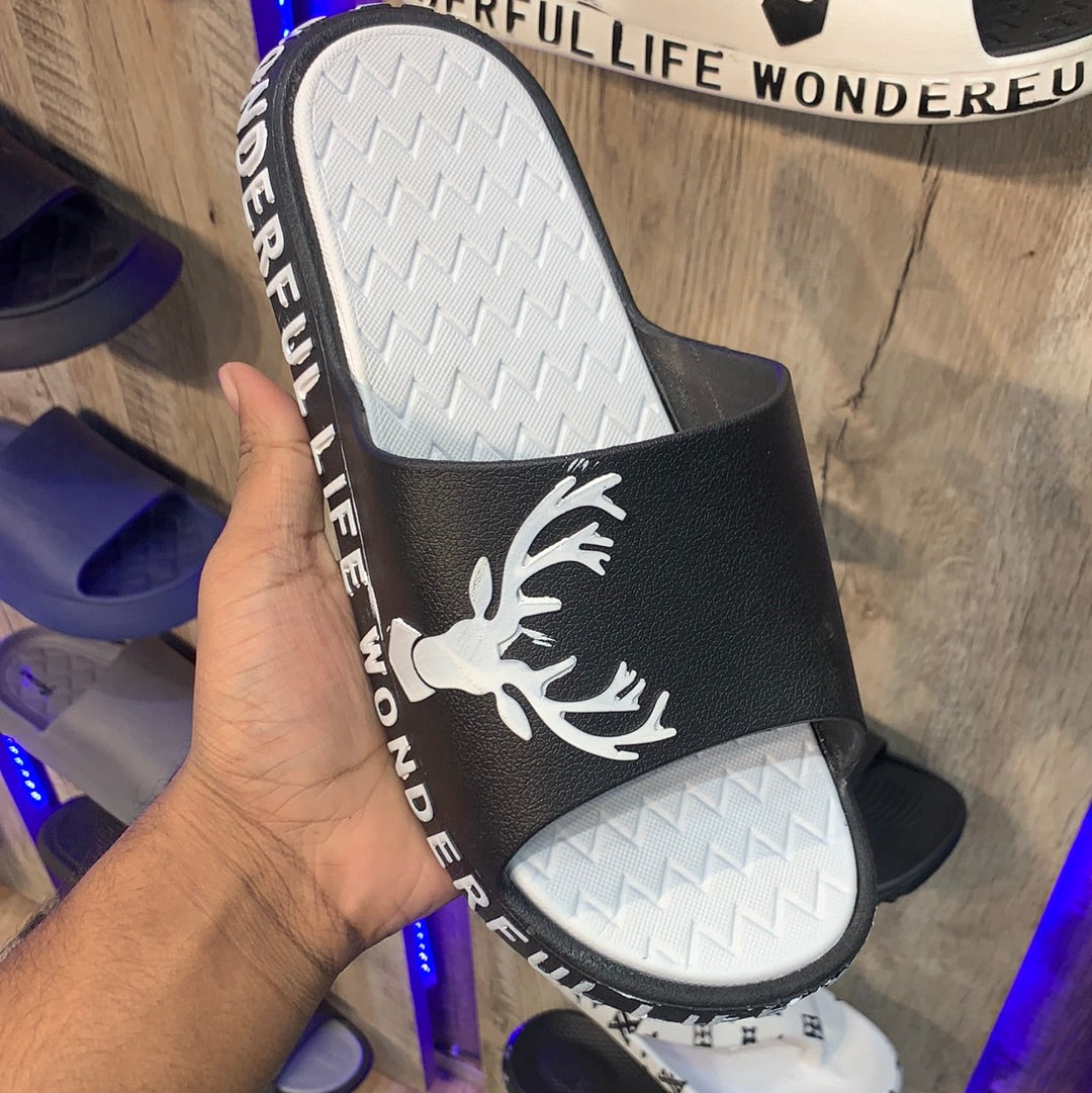 Black White Heavy Slipper 8908