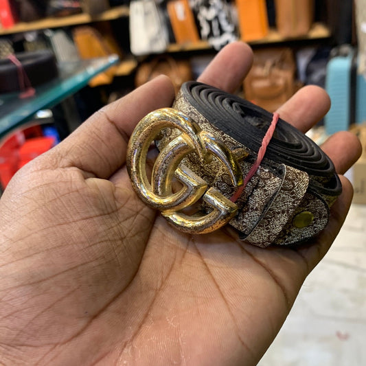 Cug Brown Belt With Gold Buckle Ladies belt 12156