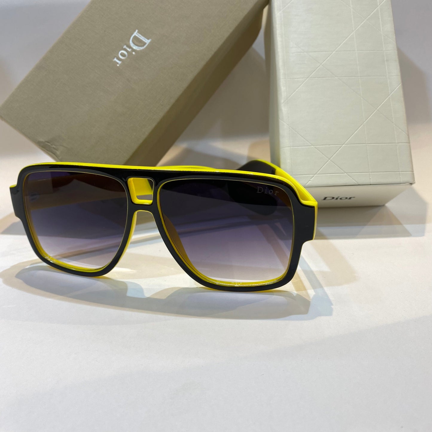 OID Black Yellow Frame Black Blue Shade Unisex Branded Sunglasses 125960 14-147