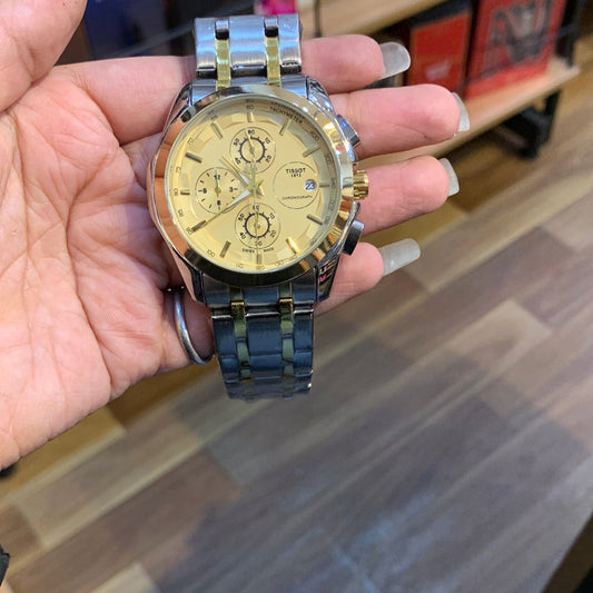 Sit Silver Gold Chain Yellow Dial Man Watch