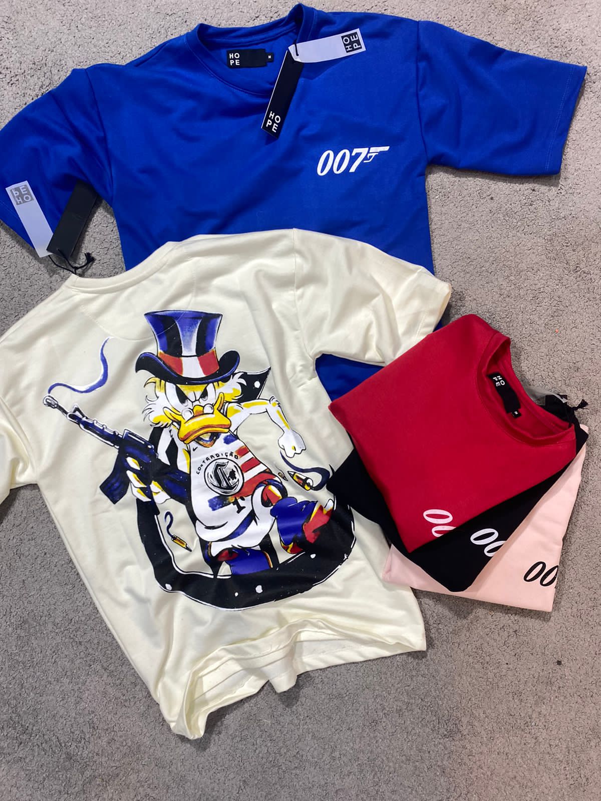 HOPE Peach Colour With 007 Back Print Drop Shoulder TShirt 108617