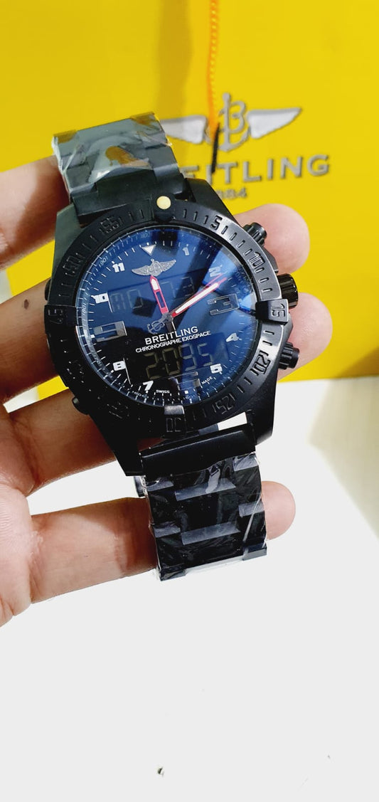 ERB Black Chain Black Ring Digital Analog Men Watch