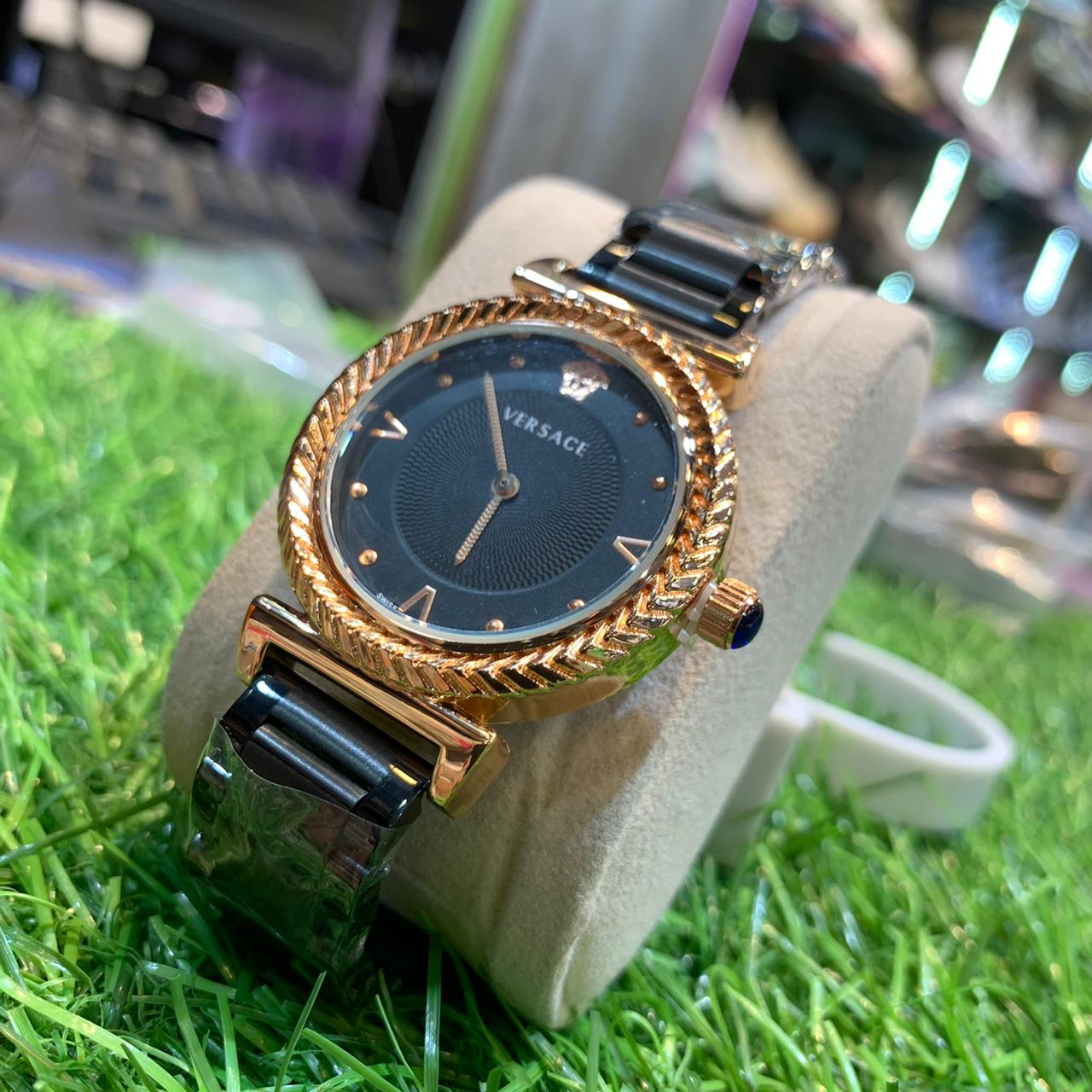 Black Chain Copper Black Dial Ladies Watch