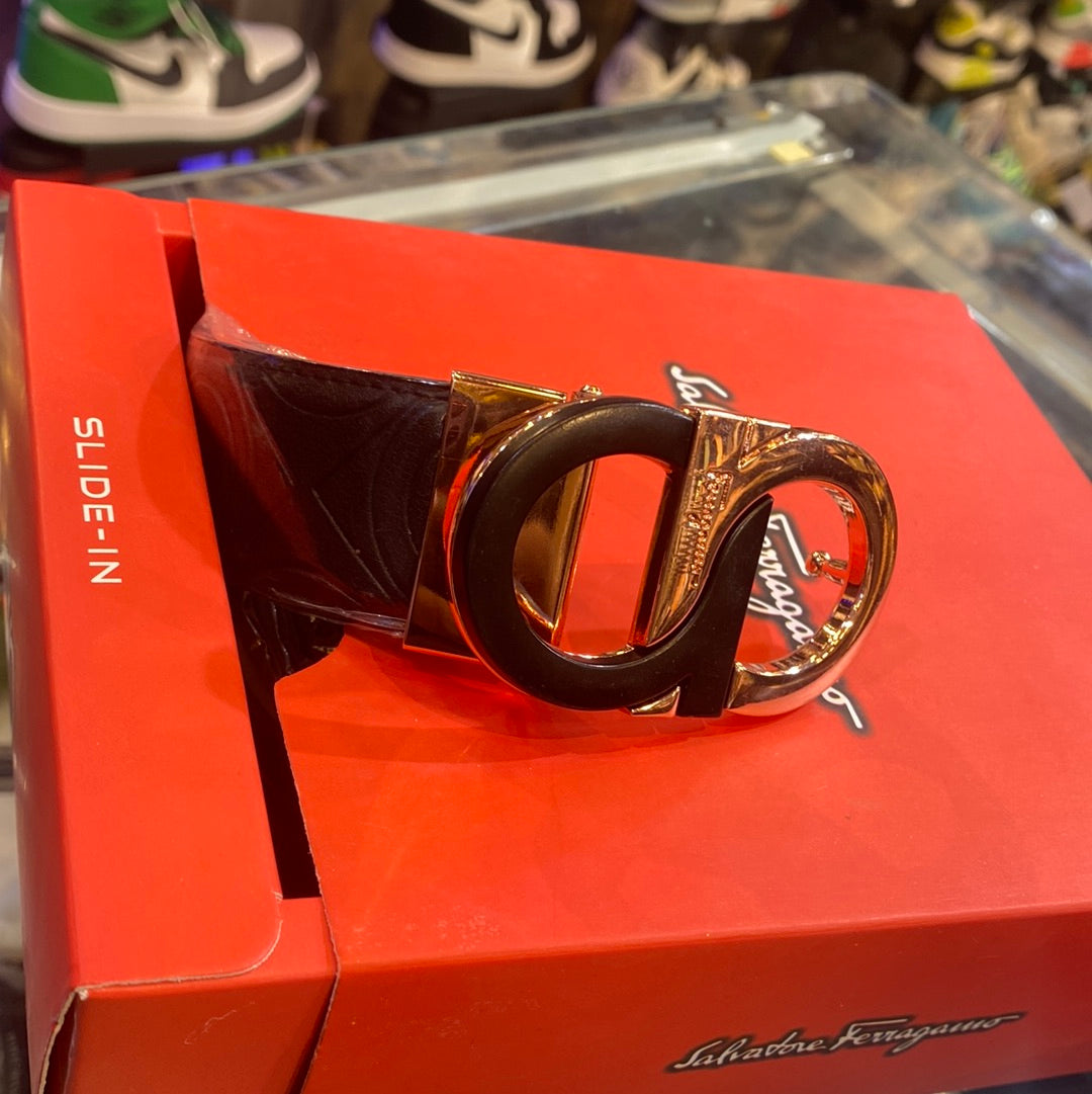 Ref Black Colour Rose Gold Colour Buckle Men Belt 12126