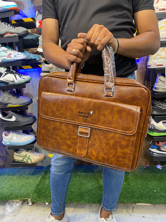 NOM MON Brown Colour With Multiple Zipper Laptop Bag 8020