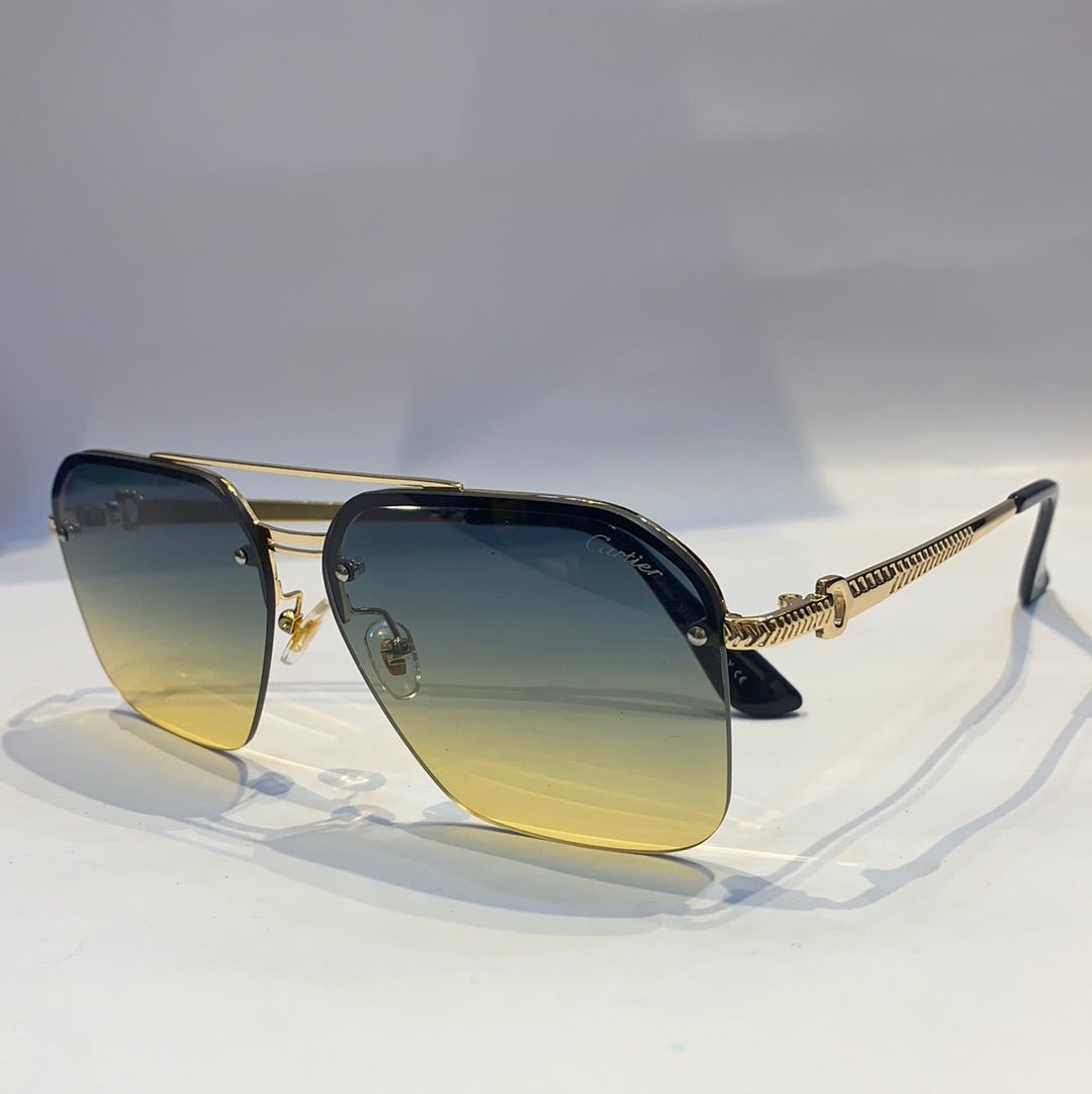 Car rac glossy gold  Frame blue yellow Shade Unisex Sunglass 2238 51 18 143