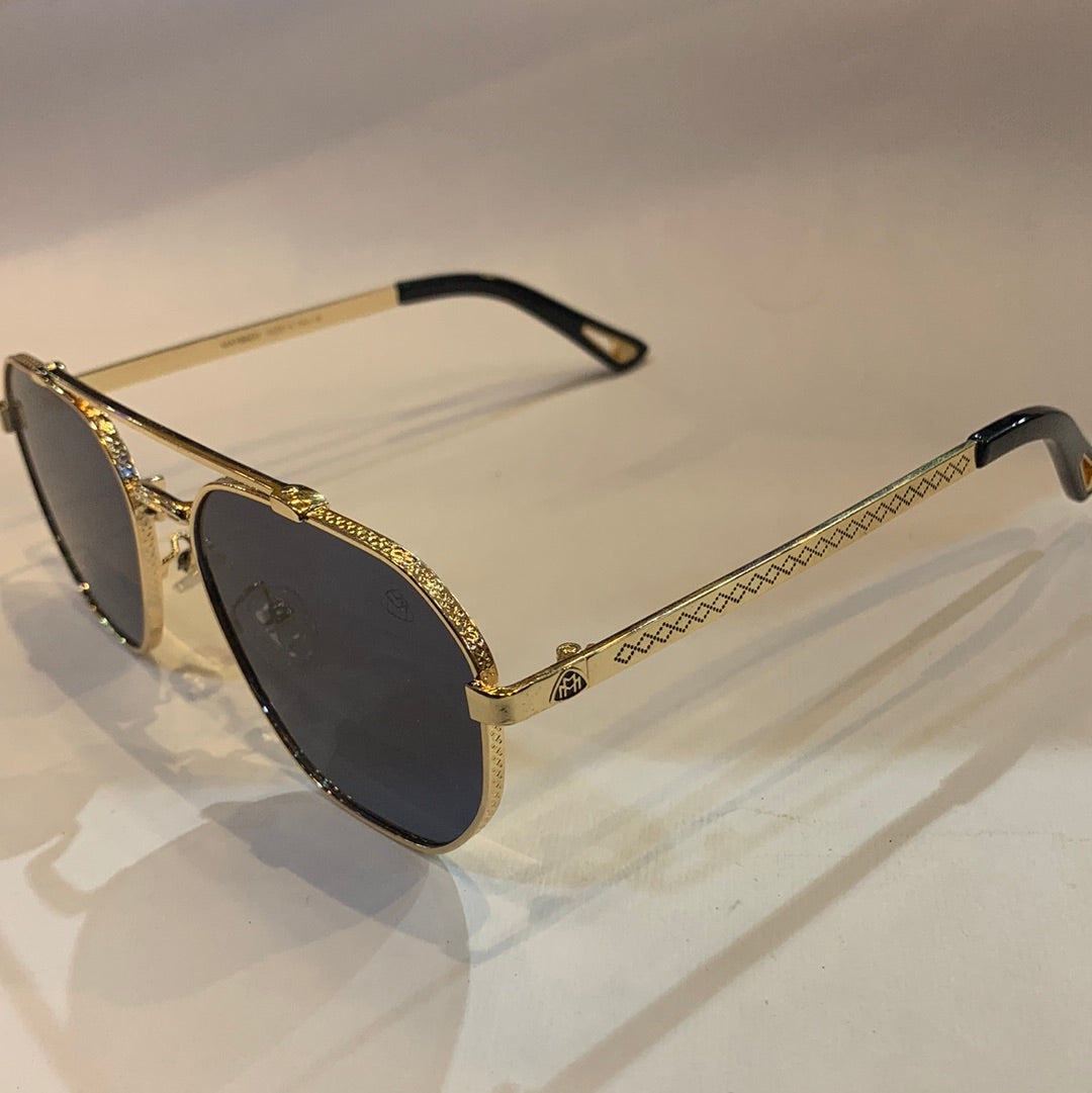 YAM Golden Frame black Shade Sunglass 2A745 58 17-140