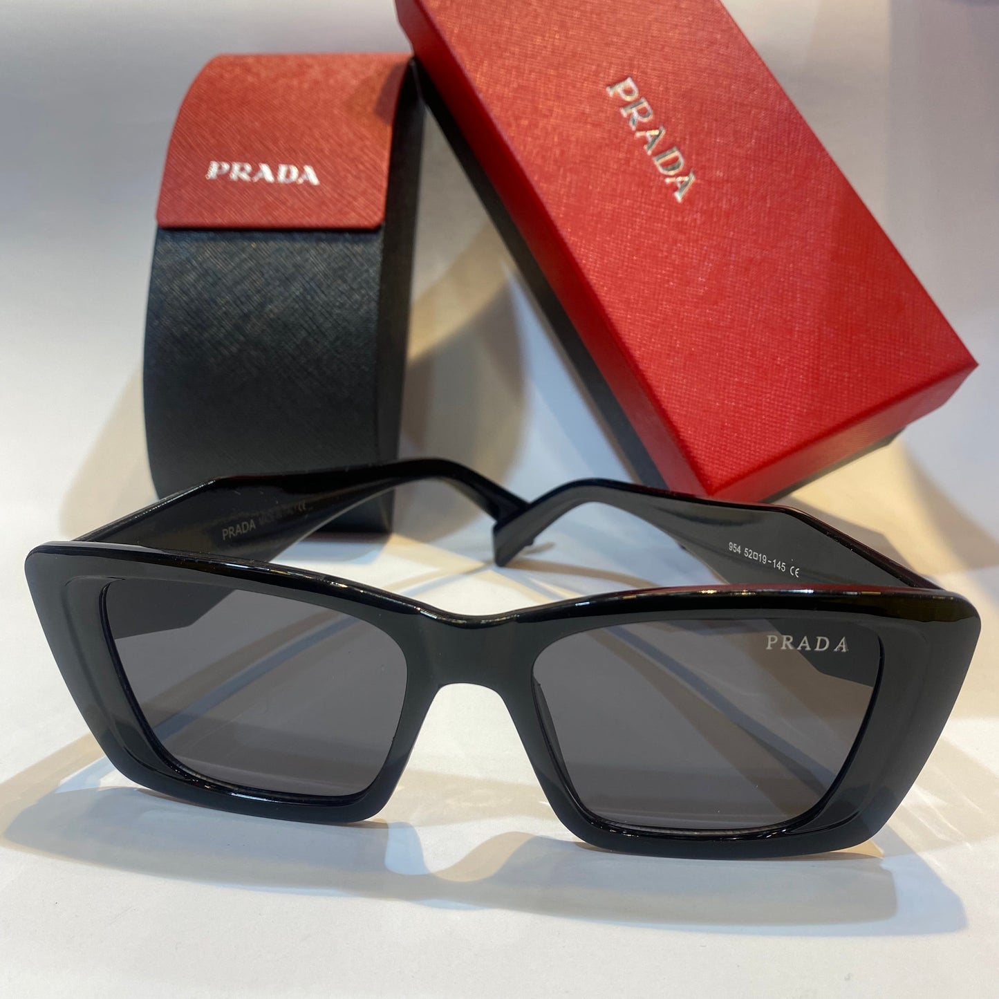 ARD Glossy Black Frame Black Shade Unisex Branded Sunglasses 954 52 19-145