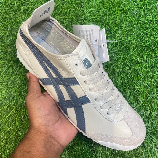 Cream Grey Stripes Sneaker Shoes Tiger 350518