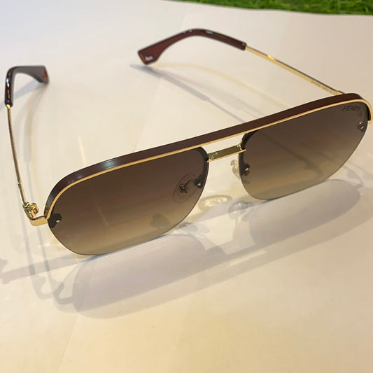 Gold Frame Printed Branded Luxury Sunglasses 2A359 58 15-124