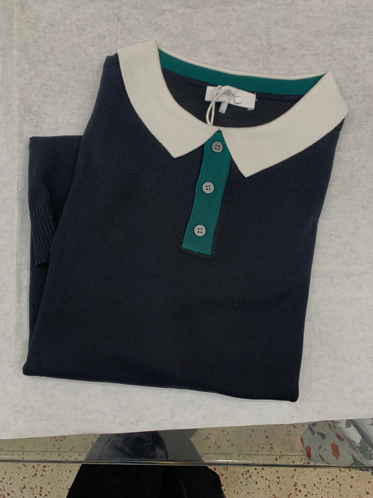 Simplicity Black Green Colour Roman Jersey Moisture Wicking Quick Collar Tshirt 1105056